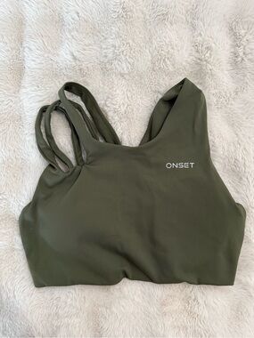 ONSET Olive High-Neck Double-Strap Sports Bra